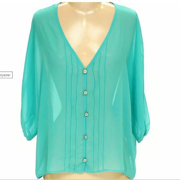 Tini Lili Tops - Donated - Tini Lili - Aqua button up top